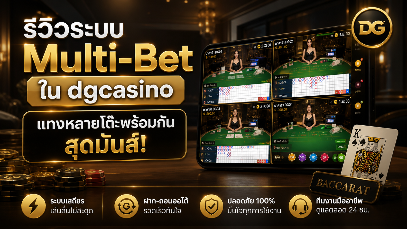 รีวิวระบบ Multi-Bet ใน dgcasino แทงหลายโต๊ะพร้อมกันสุดมันส์ ปี 2026 ครบจบในที่เดียว